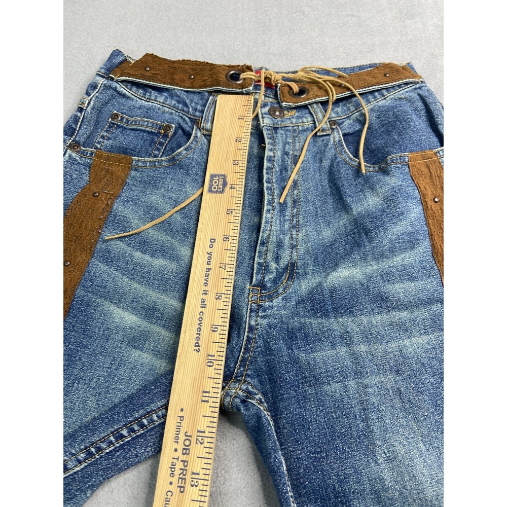 Vintage Y2K Jeans Womens 26 Flare Lace Belted Hippie Boho Festival Stretch Denim - Picture 8 of 8